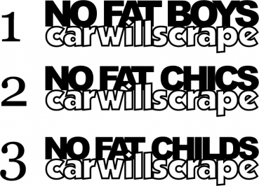 NO FAT CHICS/BOYS/CHILDS - car will scrape