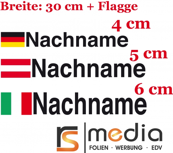 Rallye Aufschrift - Flagge + Name